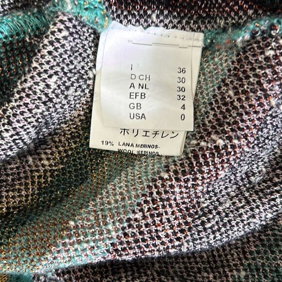Missoni Vintage Y2K Metallic Teal Cheveron Zig Zag Patten Dress Size 0 - Picture 8 of 10